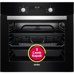 Simfer 7327 Ankastre Multi Turbo Fırın, 60 Litre, 3 Camlı, Multi Fonksiyon, 60 cm, Siyah
