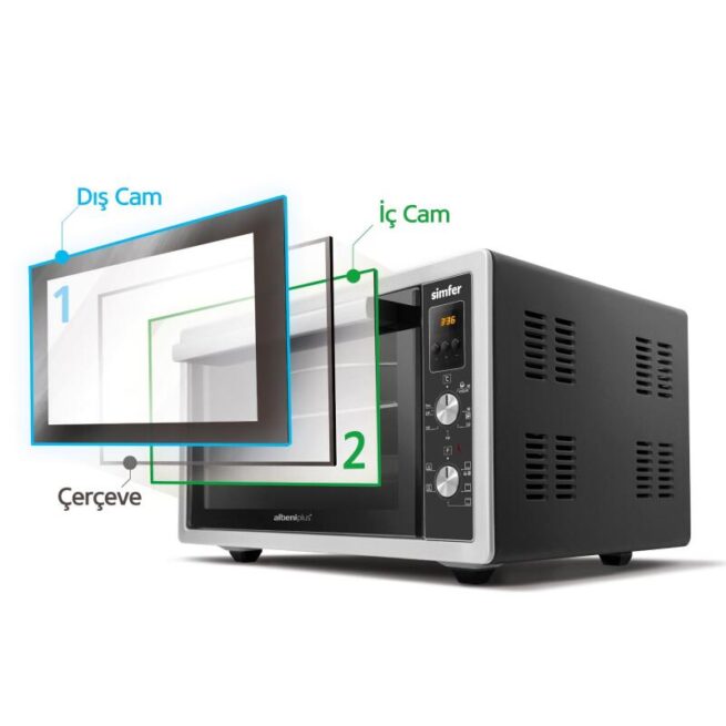 Simfer 7003 70Litre Inox Gri Midi Fırın 6 Fonksiyon Turbo