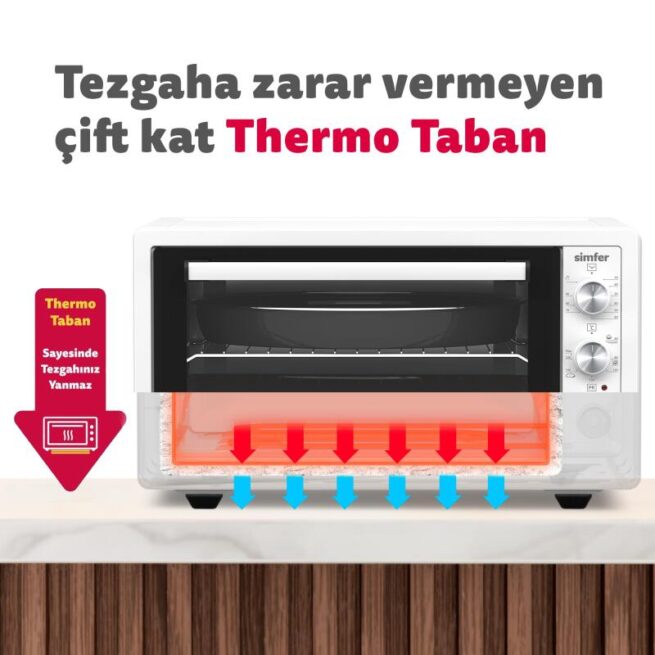 Simfer 7003 70Litre Inox Gri Midi Fırın 6 Fonksiyon Turbo