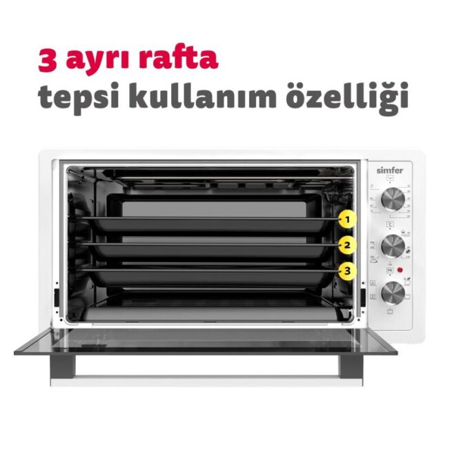 Simfer 7003 70Litre Inox Gri Midi Fırın 6 Fonksiyon Turbo